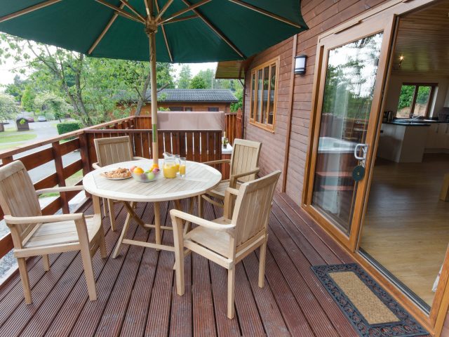 Laurel Lodge 6 Decking with Private Hot Tub and Table & Chairs