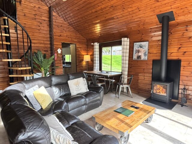 Lady Galloway Lodge 28 Living Room with Wood Burning Stove