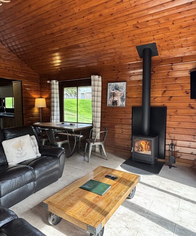 Lady Galloway Lodge 28 Living Room with Wood Burning Stove
