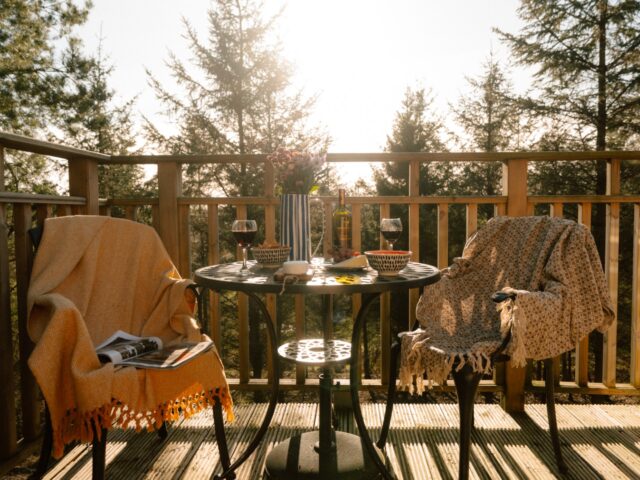 Catkin Lodge Decking Area overlooking the Treetops