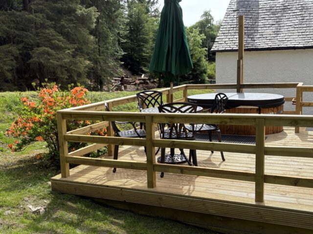 Decking Area with Wood Burning Hot Tub
