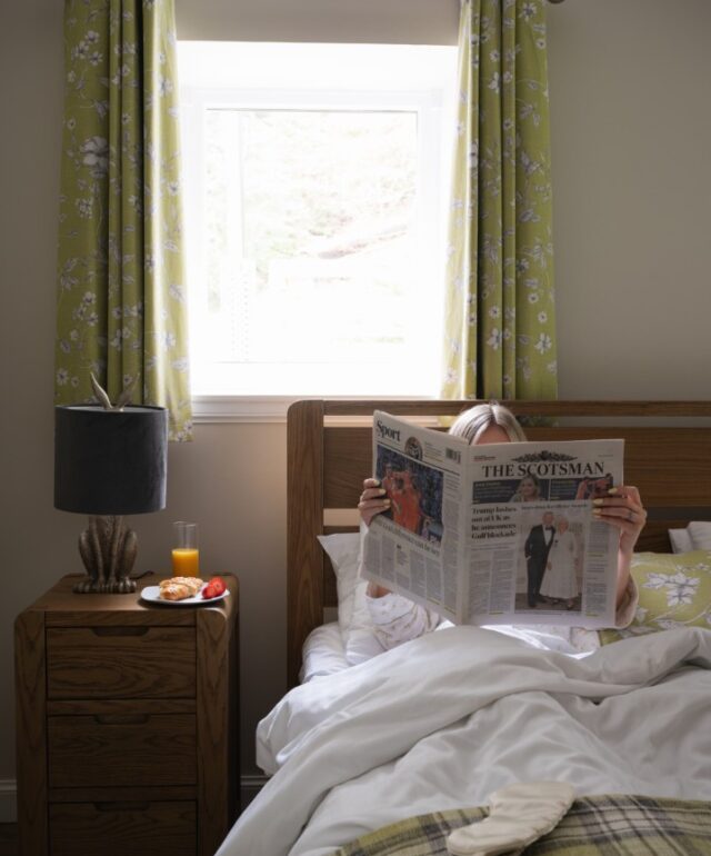 Enjoy breakfast in bed at Drumlinn Cottage in Perthshire